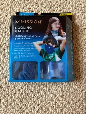 Mission Youth Cooling Gaiter - Blue - Multifunctional Face & Neck Cover